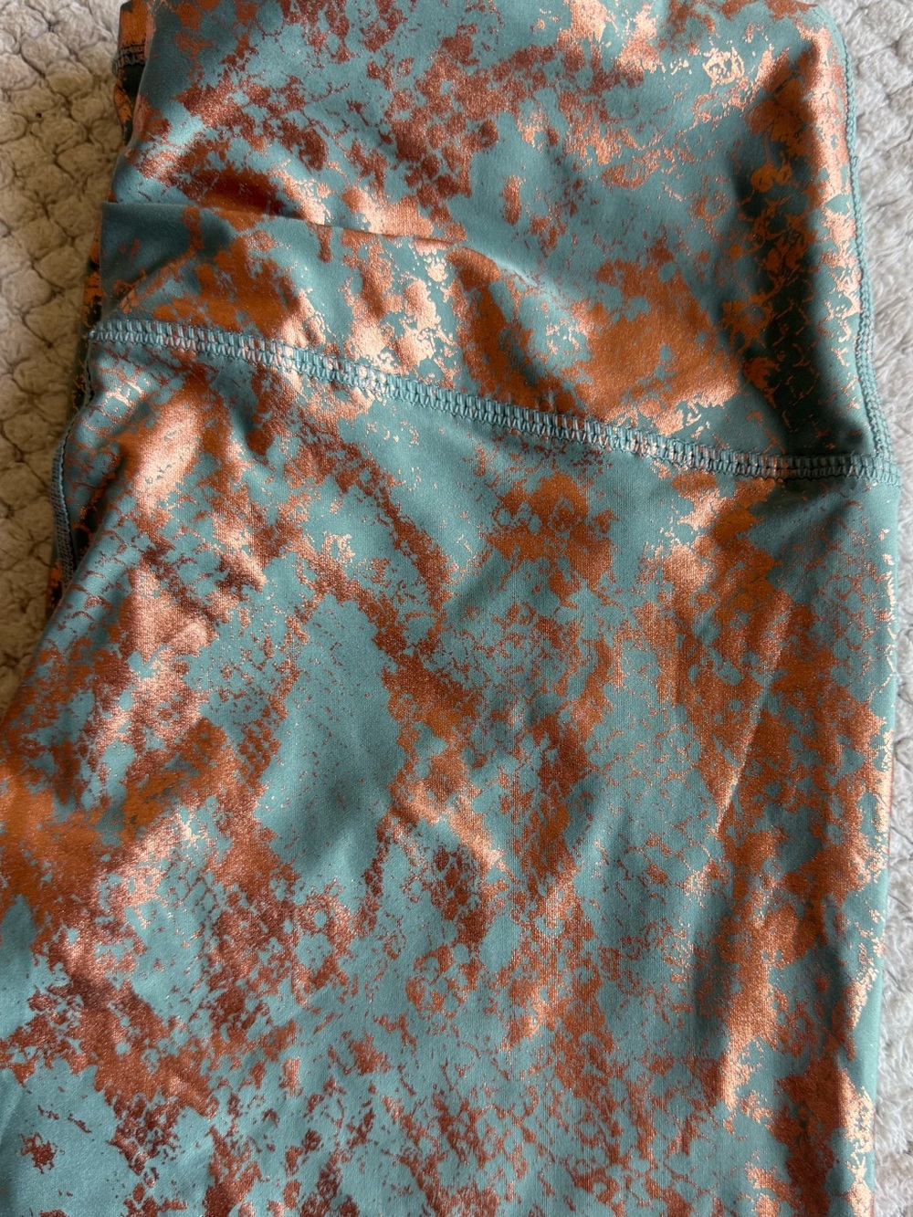 High-Rise Metallic Rose Gold & Teal Leggings - Picture 12 of 13